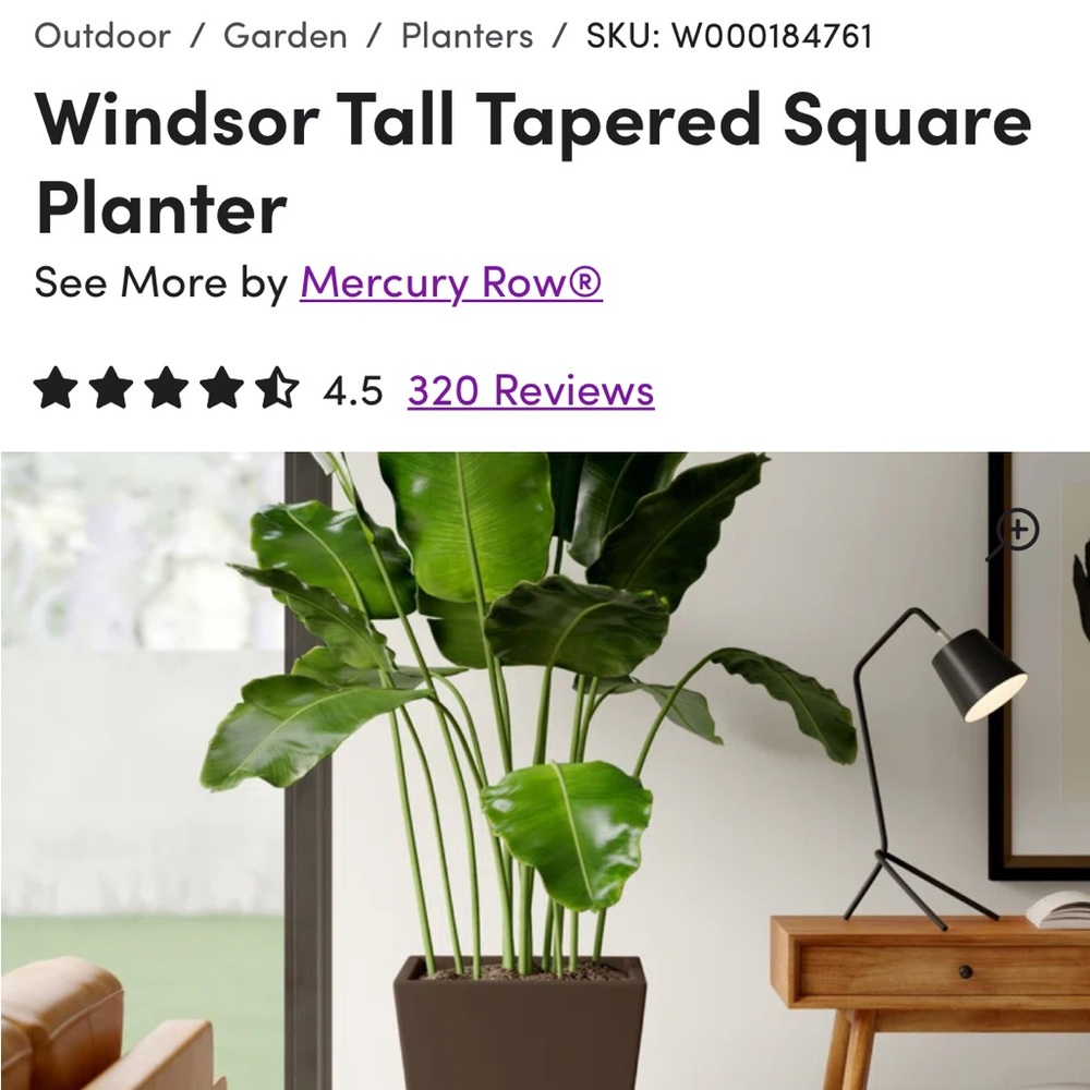 Mercury Row Modern Black Planter
